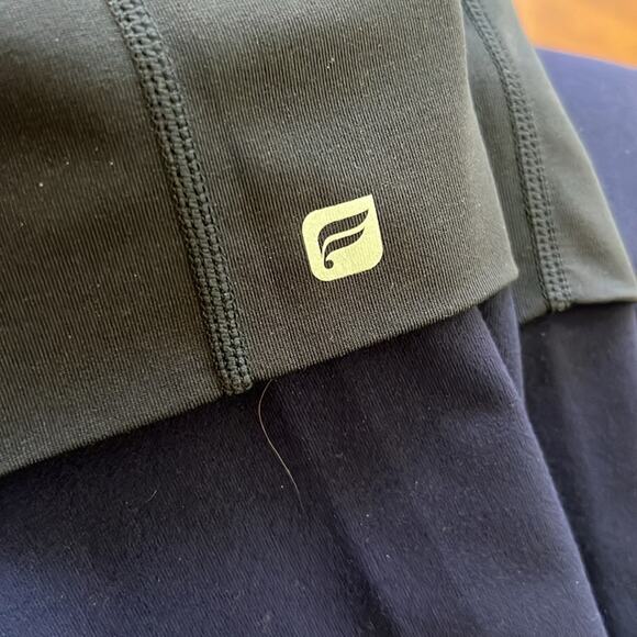 Fabletics Black Navy Foldover Crop Leggings Size M - Picture 5 of 8